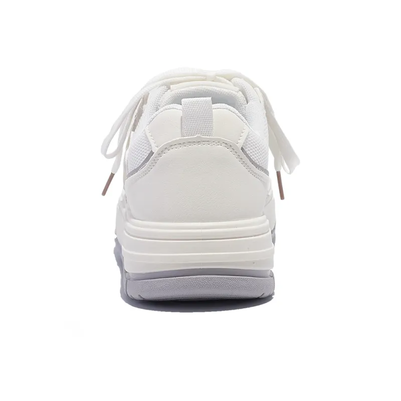 SNXR Anti-Slip And Wear-Resistant Height Increasing Low-Top Skateboard Shoes Women's White Gray-6