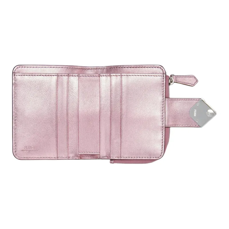FENDI Layered Leather Wallet Women's Pink-3