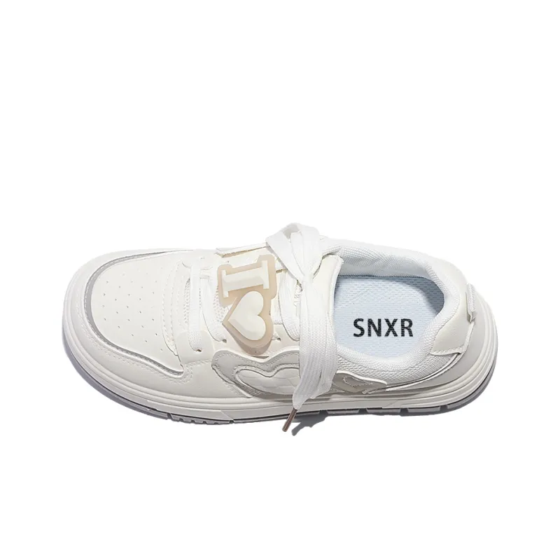 SNXR Anti-Slip And Wear-Resistant Height Increasing Low-Top Skateboard Shoes Women's White Gray-5