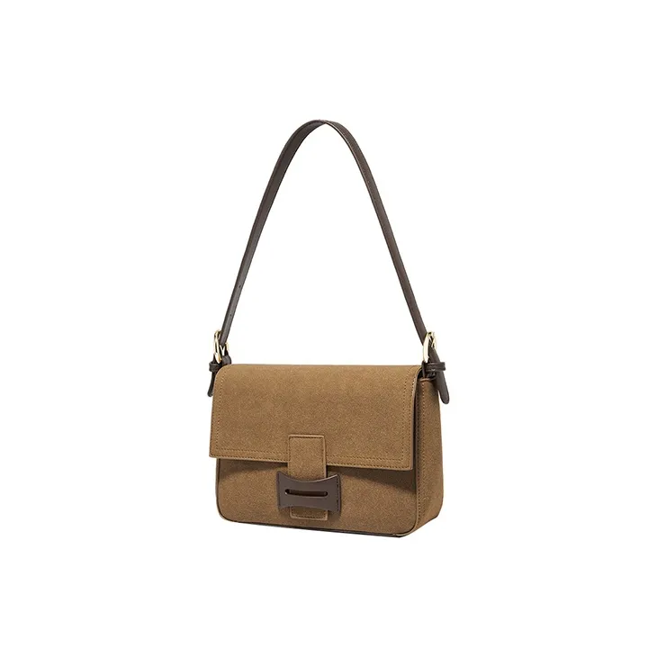 FOXER Synthetic Leather Versatile Commute Crossbody Bag, Shoulder Bag Women's Maillard Style Brown/Earthy Yellow-2