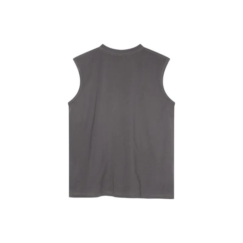 Voguo Relay 100% Cotton Versatile Solid Color Tank Top Unisex Black White-6