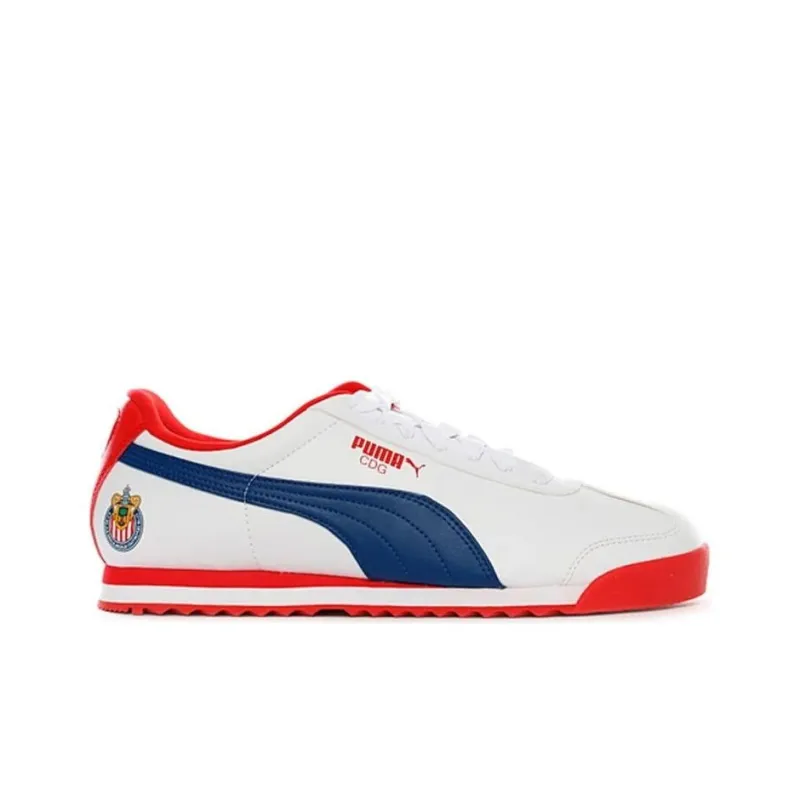 PUMA Roma Basic Cgd Cushioning Wear-Resistant Low-Top Running Shoes Men's White Red-1