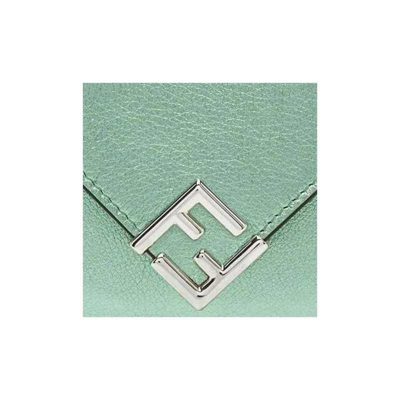 FENDI FF Diamonds Series Layered Leather Wallet Medium Size Women's Green-4