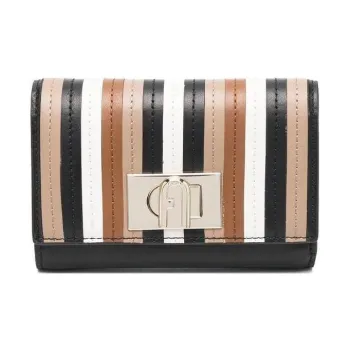 Furla 1927 Collection Leather Wallet Medium Size Women's Black & Multicolor
