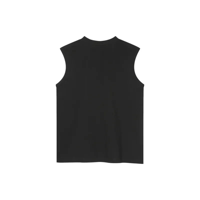 Voguo Relay 100% Cotton Versatile Solid Color Tank Top Unisex Black White-4