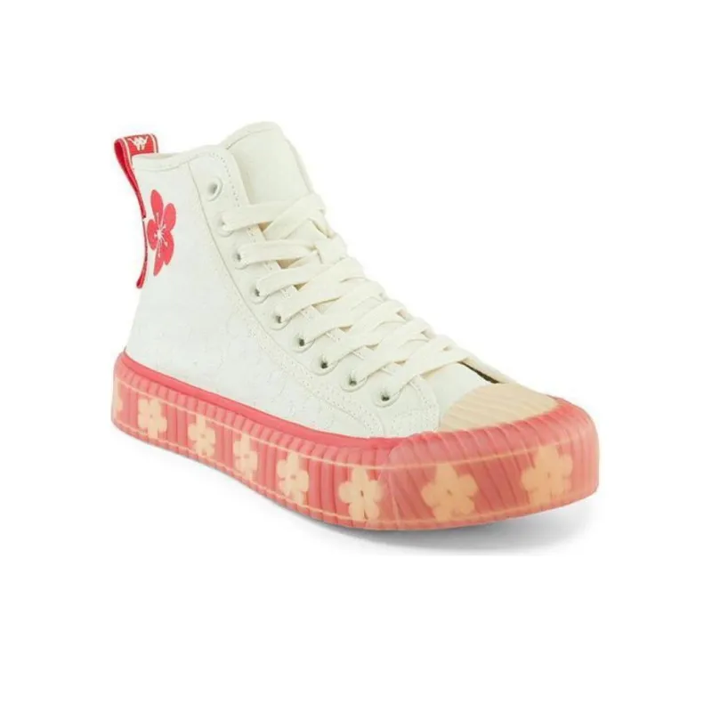 Kappa Anti Slip And Wear Resistant Coverage High Top Canvas Shoes Unisex Heron Feather White-3