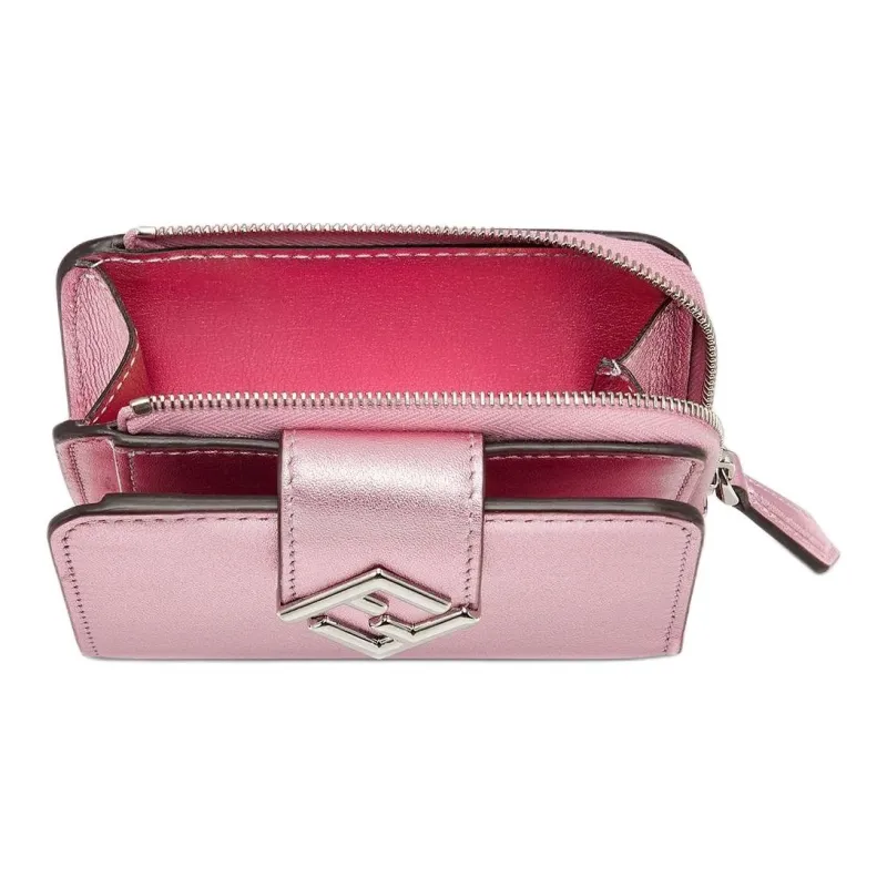 FENDI Layered Leather Wallet Women's Pink-2
