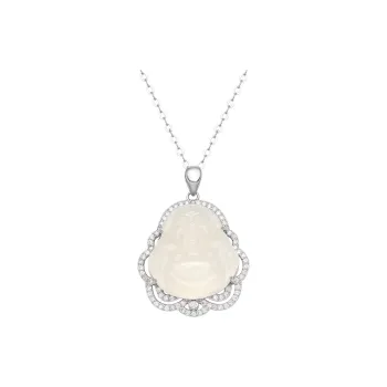 Artisan Lock Heart Jade Chalcedony Necklaces Women's