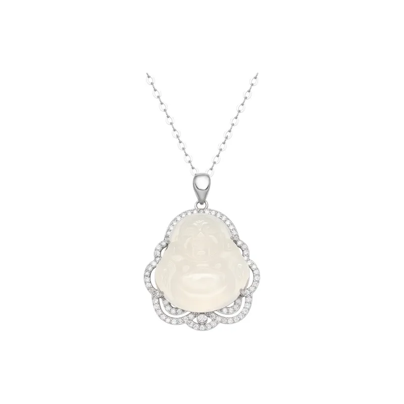 Artisan Lock Heart Jade Chalcedony Necklaces Women's-0
