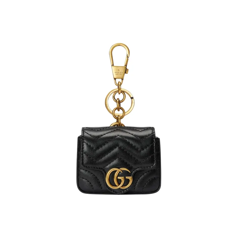 GUCCI Leather Keychain Charm Bag Accessory Women's Black-0