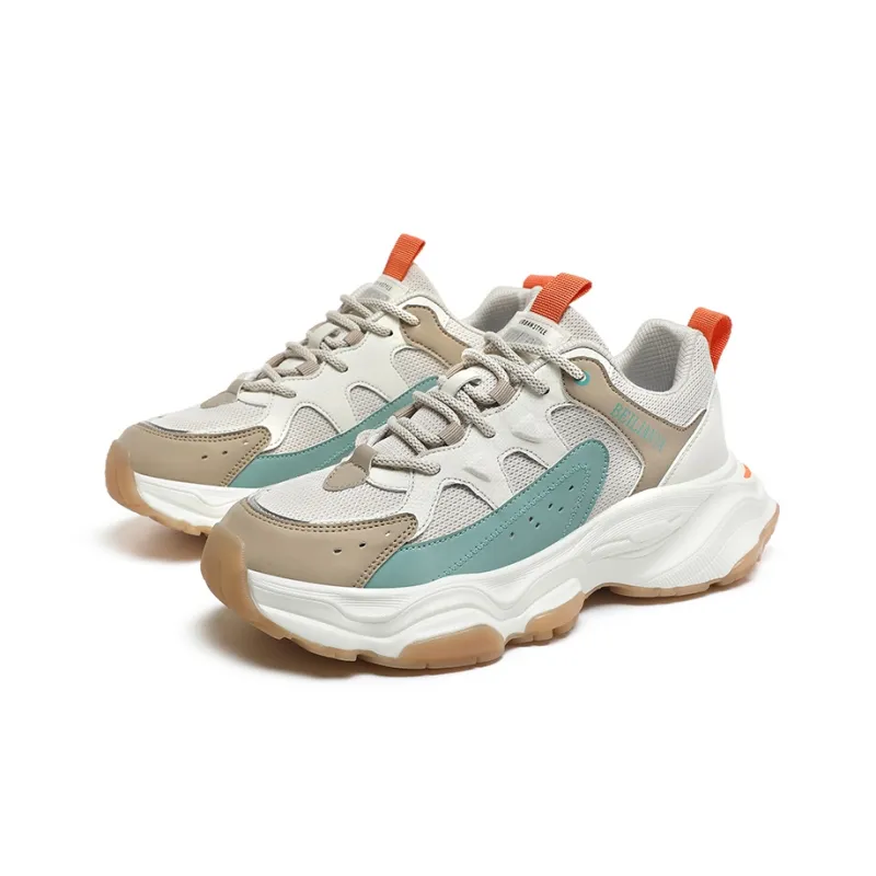 BEILIANYA Chunky Sneakers Unisex Low Top Beige Green/White Gray-1