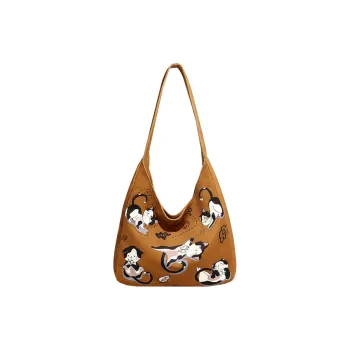 UNITE STAR Canvas Bag, Tote Bag, Shopping Bag, Shoulder Bag Medium Size Women's Brown/Pink