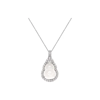 Artisan Lock Heart Jade Chalcedony Necklaces Women's