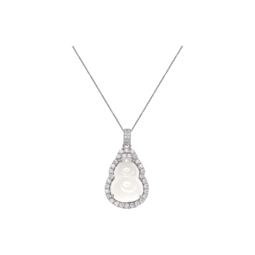 Artisan Lock Heart Jade Chalcedony Necklaces Women's