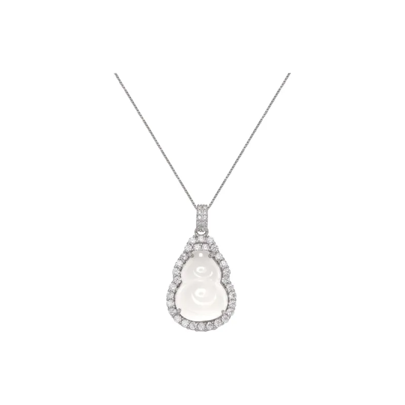 Artisan Lock Heart Jade Chalcedony Necklaces Women's-0