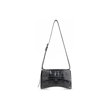 Balenciaga Downtown Cow Leather One Shoulder Handbag, Crossbody Bag Extra Small Unisex Black