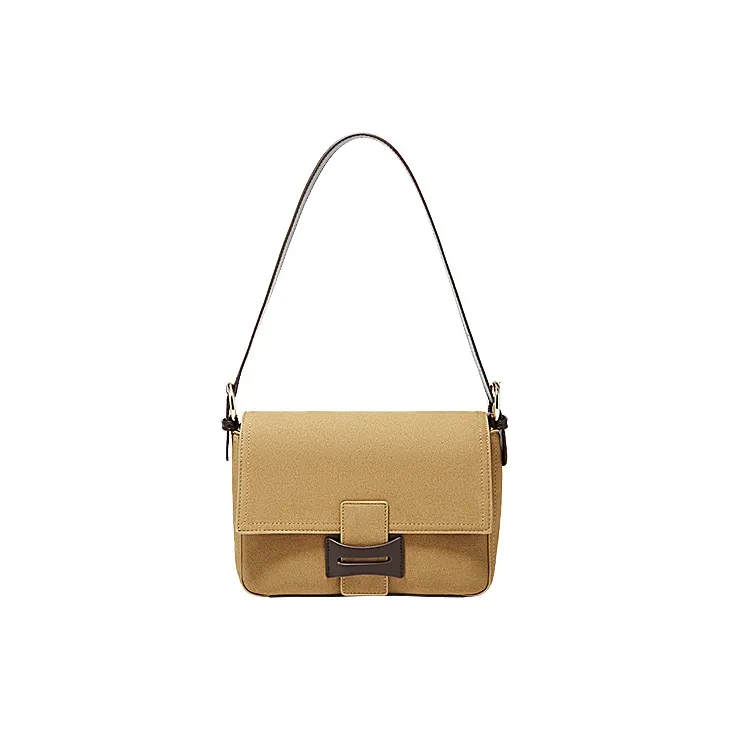 FOXER Synthetic Leather Versatile Commute Crossbody Bag, Shoulder Bag Women's Maillard Style Brown/Earthy Yellow-6