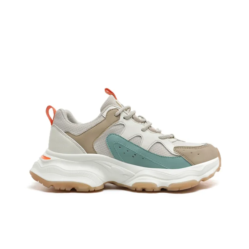 BEILIANYA Chunky Sneakers Unisex Low Top Beige Green/White Gray-3