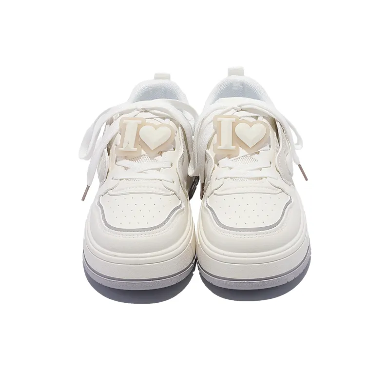 SNXR Anti-Slip And Wear-Resistant Height Increasing Low-Top Skateboard Shoes Women's White Gray-4