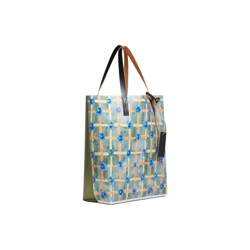 MARNI Saraband-print Logo-tag Tote Bag-1