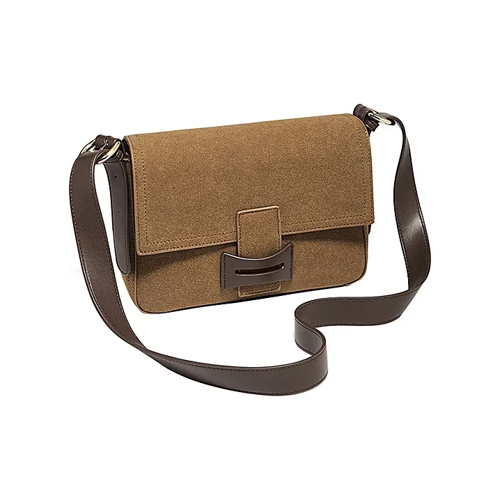 FOXER Synthetic Leather Versatile Commute Crossbody Bag, Shoulder Bag Women's Maillard Style Brown/Earthy Yellow-3