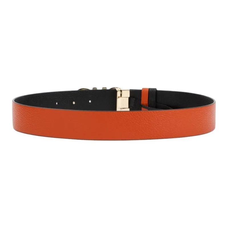 FERRAGAMO Double Sided Design Smooth Buckle Leather Belts Women's Orange Width 3.5CM-1