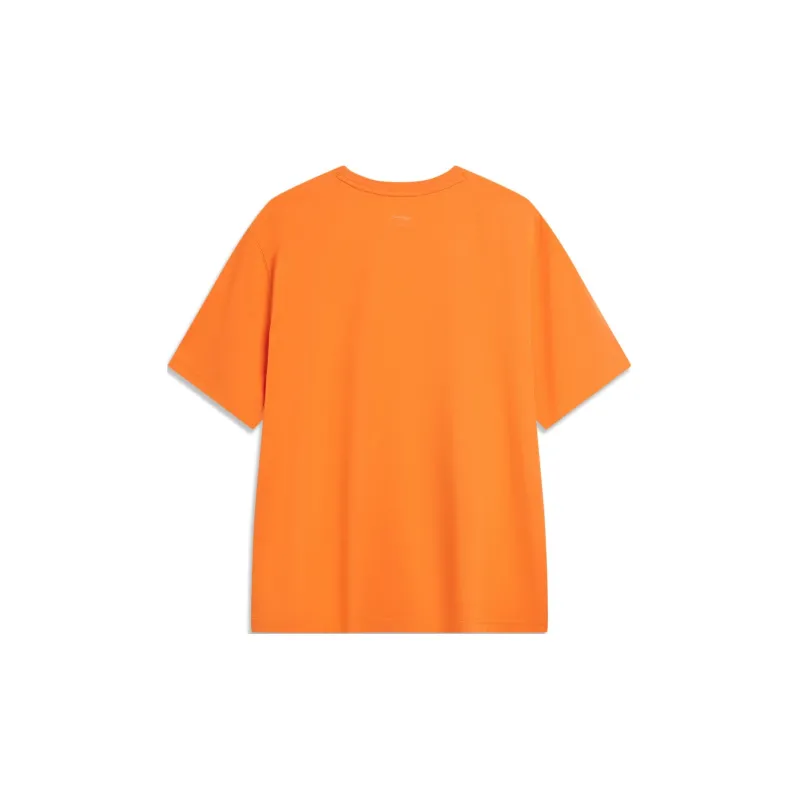 LiNing Drop Shoulder Sleeve T Shirt Men's Hot Orange-1