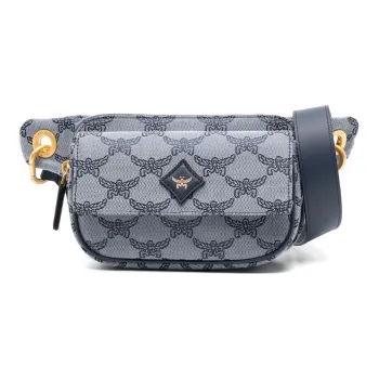 MCM Leather Trim In Tiffilla One Shoulder Crossbody Fanny Pack Trumpets Men's Blue