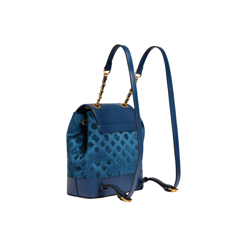 GUESS Velvet Artificial Leather Backpack Women's Marine Blue-1