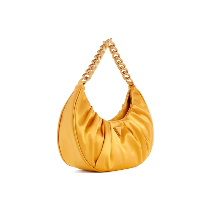 GUESS Pleated Satin Handbag Shoulder Bag Women's Yellow-1