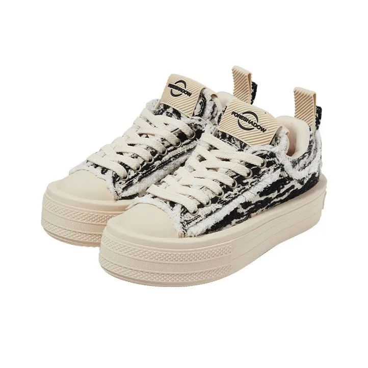 FORESHADOW 'Double-Uni'2.0 Height Increasing Low-Top Salty Cream Skateboard Shoes Unisex Black White-3