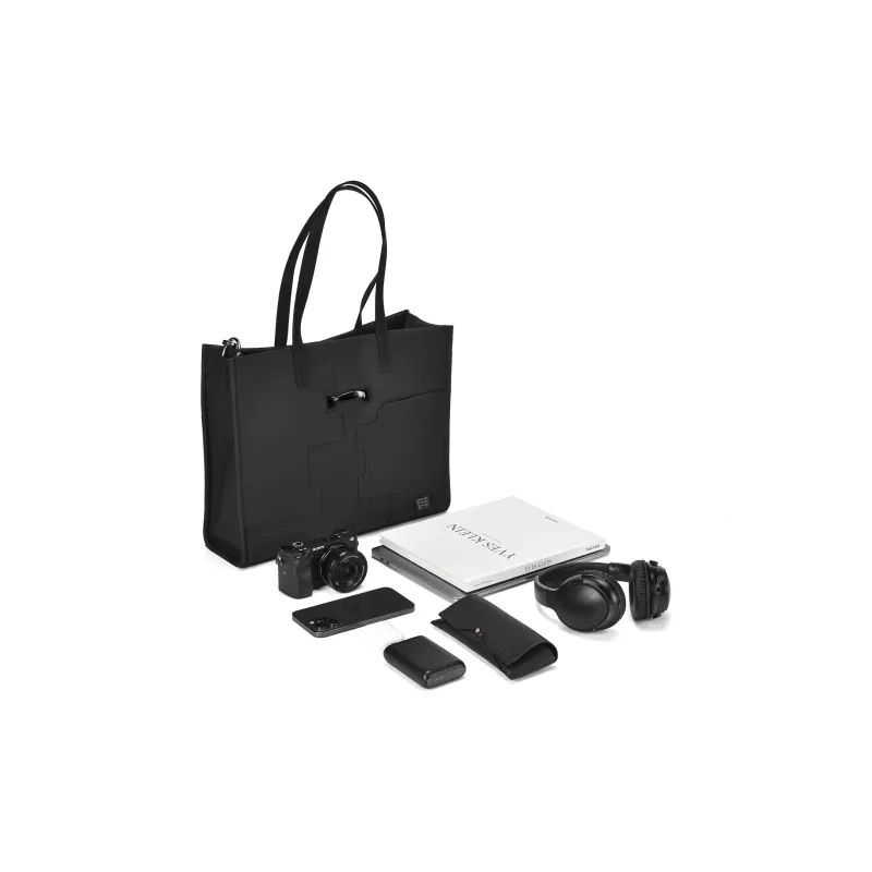 EPIPHQNY PU Shoulder Bag, Crossbody Bag, Handbag Medium Size Unisex Black-3
