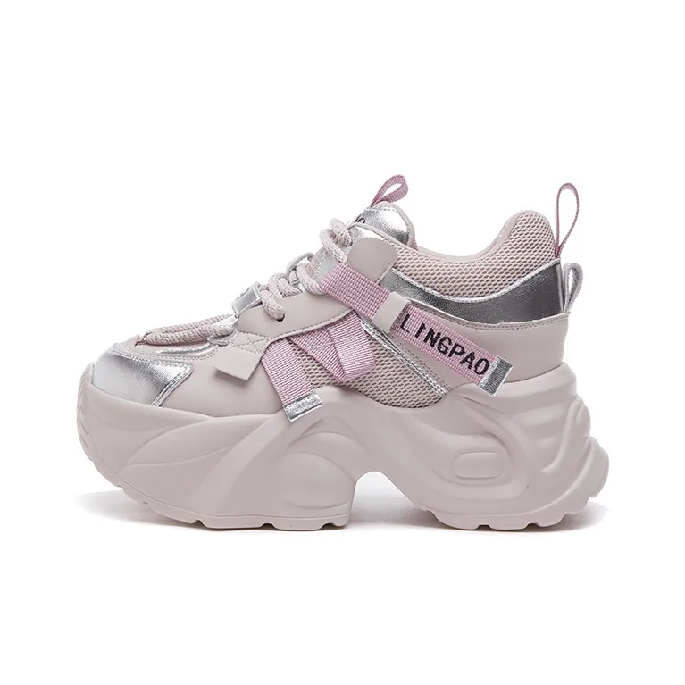 LINGPAO Lightweight Height Increasing Low-Top Chunky Sneakers Women's-11