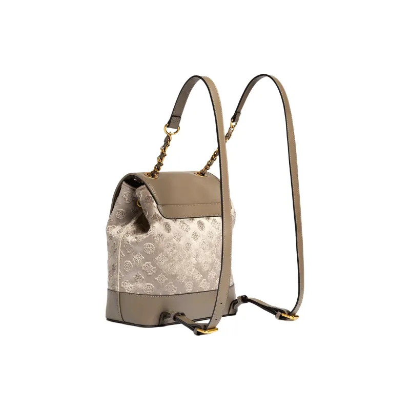 GUESS Artificial Leather Velvet Velvet Fabric Backpack Women's Taupe-1