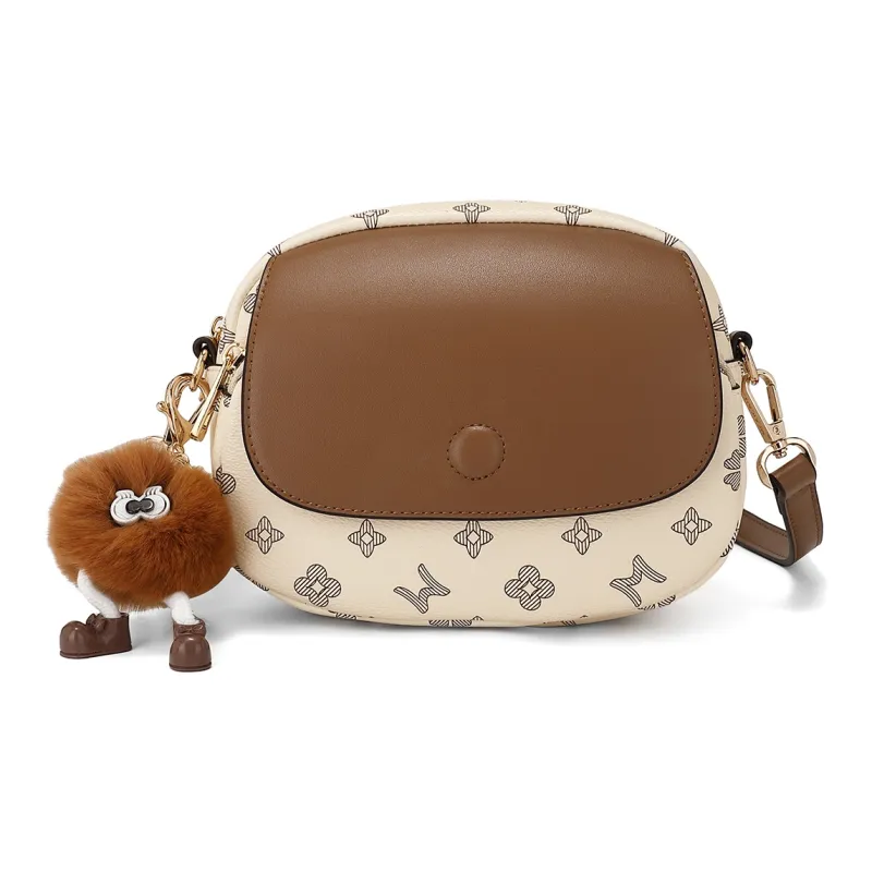 MEXICAN Polyurethane Crossbody Bag, Shoulder Bag Regular Women's Dark Brown/Ecru-5
