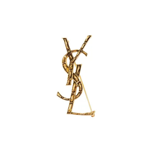 SAINT LAURENT Cassandre Brooch Unisex Gold