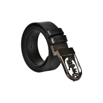 COACH Horse Carriage Pattern Design Plate Buckle Leather Belts Men's Black 3.7CM