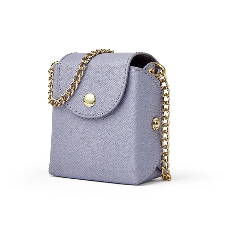ROBERTA DI CAMERINO Cow Leather Lipstick Bag, Chain Bag, Shoulder Bag, Crossbody Bag Mini Women's Green/Purple-6
