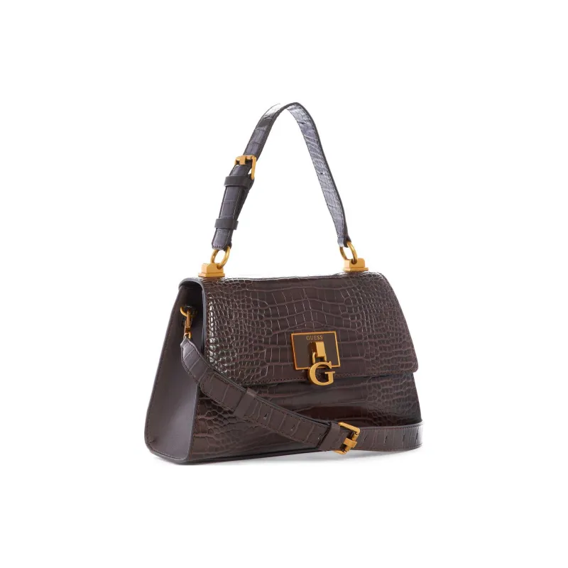 GUESS Crocodile Pattern Embossed Artificial Leather Portable Crossbody Bag Shoulder Bag Women's Coffee-1