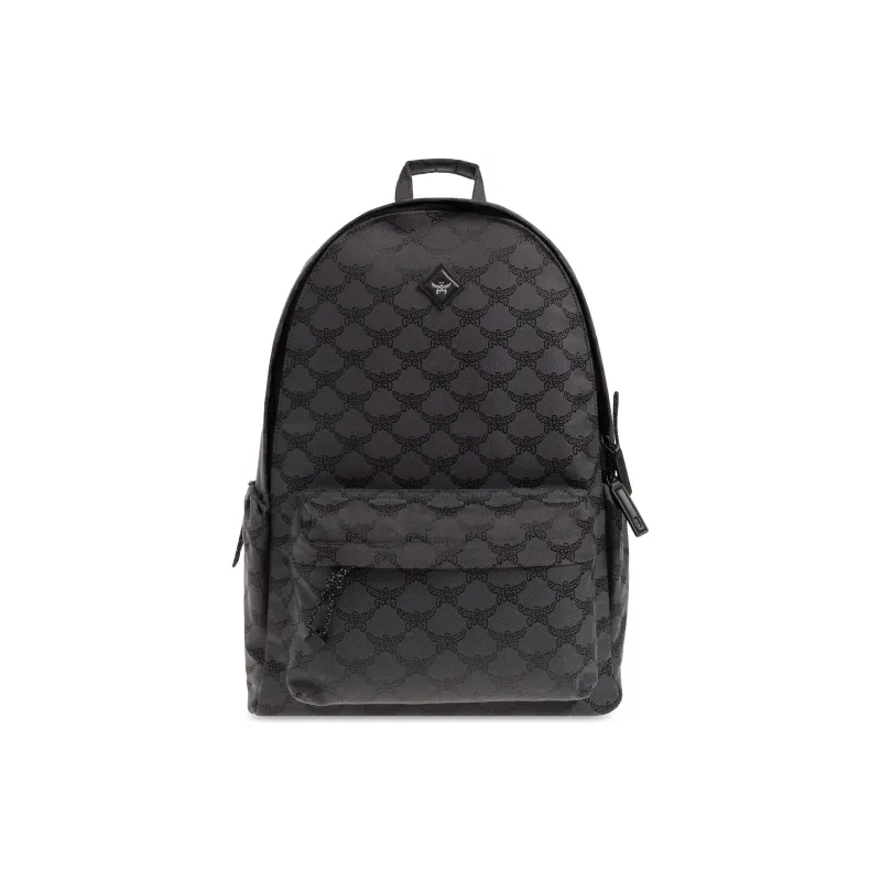 MCM Leather Trim In Tiffilla Backpack Medium Size Men's Gray-0
