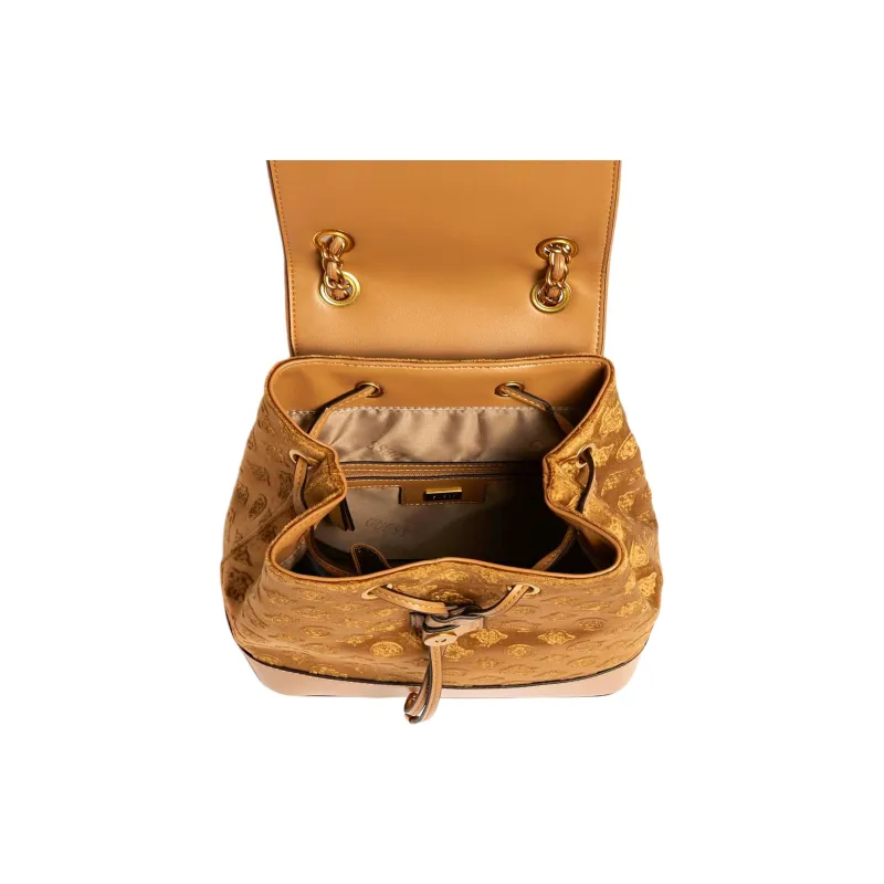 GUESS Artificial Leather Velvet Velvet Fabric Backpack Women's Mocha-2