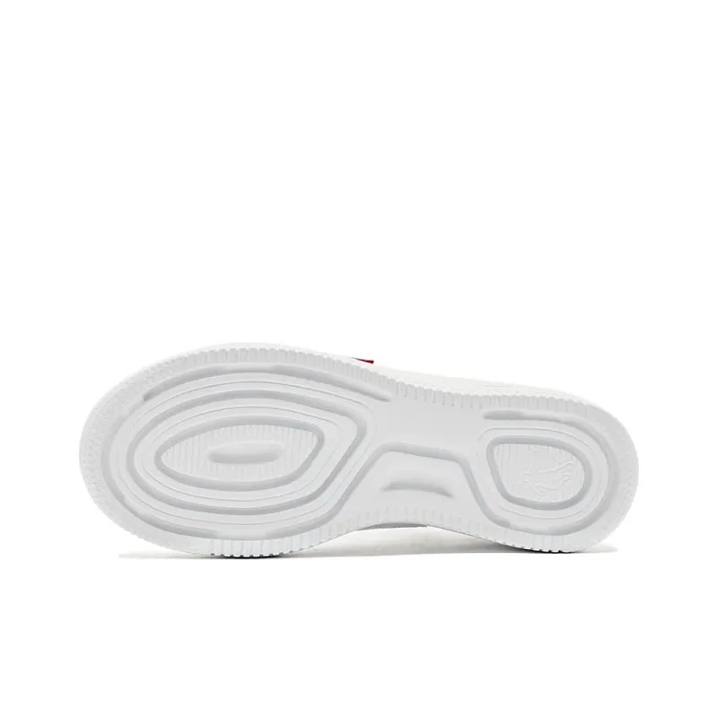 QIAODAN Small White Shoes Lightweight Wear Resistant And Slip Resistant Low Top Skateboard Shoes Women's White Red-4