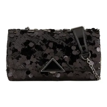 EMPORIO ARMANI Satin Shoulder Bag Crossbody Bag Clutches Regular Women's Black