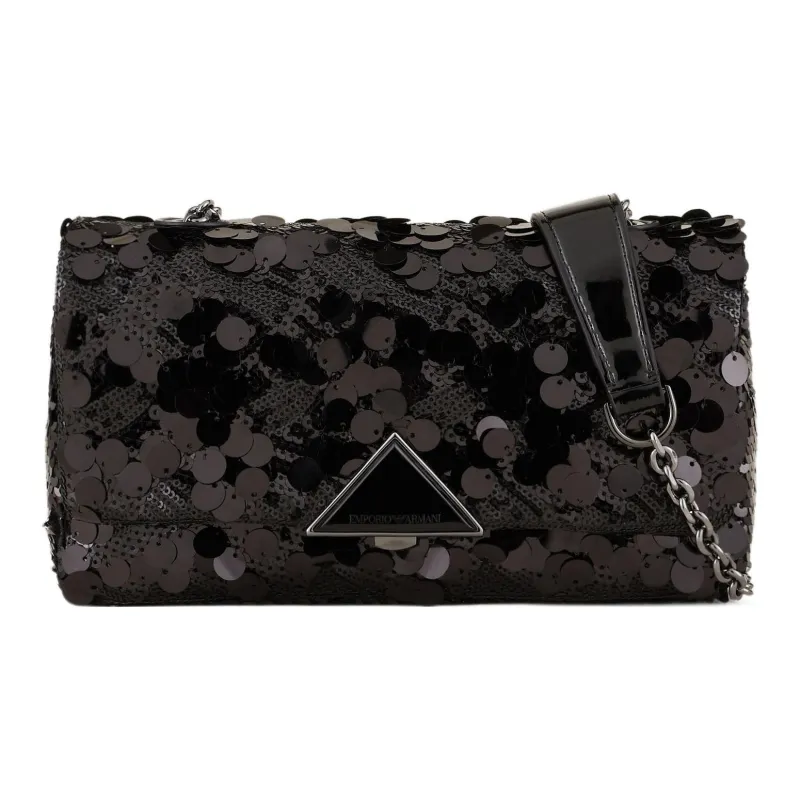 EMPORIO ARMANI Satin Shoulder Bag Crossbody Bag Clutches Regular Women's Black-0