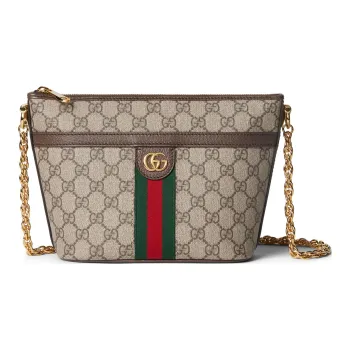 GUCCI Ophidia Canvas With Leather Canvas Bag Crossbody Bag Shoulder Bag Mini Women's Beige & Ebony