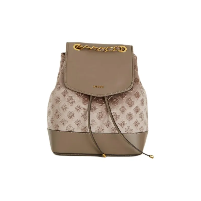 GUESS Artificial Leather Velvet Velvet Fabric Backpack Women's Taupe-0