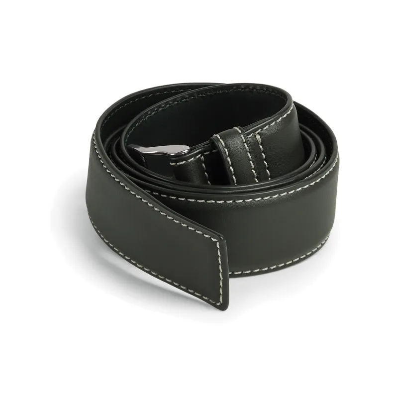 Bottega Veneta Solid Color Design Pin Buckle Leather Belts Men's Green Width 3.5CM-1