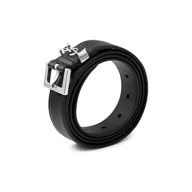 SAINT LAURENT Cassandre Belt In Grained Leather-2
