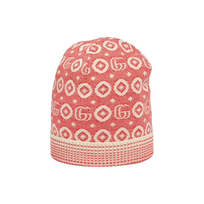 GUCCI Cotton Jacquard Fabric Beanies Kids' Pink-1