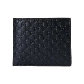 GUCCI Leather Wallet Men's Navy Blue
